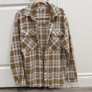 Just Polly New York Plaid Beige Utility Jacket